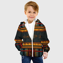 Куртка с капюшоном детская Этнический рисунок в полоску, цвет: 3D-белый — фото 2