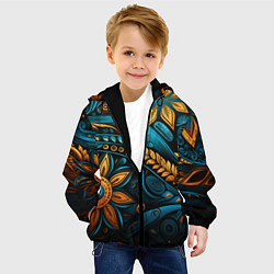 Куртка с капюшоном детская Узор с растительными элементами, цвет: 3D-черный — фото 2