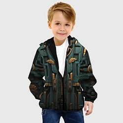 Куртка с капюшоном детская Абстрактный узор в египетском стиле, цвет: 3D-черный — фото 2