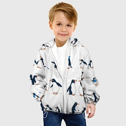 Куртка с капюшоном детская Семейство пингвинов на прогулке, цвет: 3D-белый — фото 2