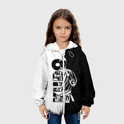 Куртка с капюшоном детская Kudo черно-белое, цвет: 3D-белый — фото 2