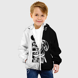 Куртка с капюшоном детская Kudo черно-белое, цвет: 3D-белый — фото 2