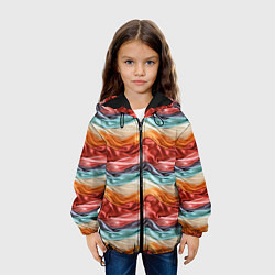 Куртка с капюшоном детская Разноцветные полосы текстура ткани, цвет: 3D-черный — фото 2