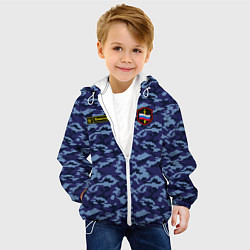 Куртка с капюшоном детская Камуфляж синий - Виктор, цвет: 3D-белый — фото 2