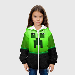 Куртка с капюшоном детская Майнкрафт крипер, цвет: 3D-белый — фото 2