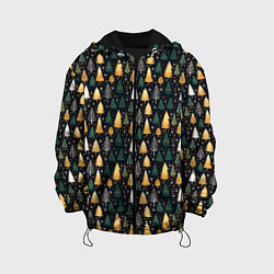 Куртка с капюшоном детская Новогодний ельник, цвет: 3D-черный