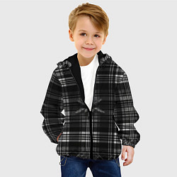 Куртка с капюшоном детская Черно-белая шотландская клетка, цвет: 3D-черный — фото 2