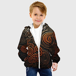 Куртка с капюшоном детская Асимметричный паттерн в викингском стиле, цвет: 3D-белый — фото 2