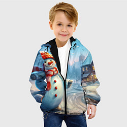 Куртка с капюшоном детская Снеговик новогодний, цвет: 3D-черный — фото 2