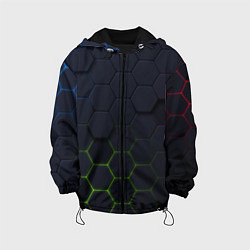 Куртка с капюшоном детская Абстрактный фон чёрные соты, цвет: 3D-черный