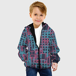 Куртка с капюшоном детская Разноцветные толстые линии, цвет: 3D-черный — фото 2