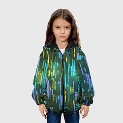 Куртка с капюшоном детская Неоновые полосы синие, цвет: 3D-черный — фото 2