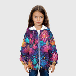Куртка с капюшоном детская Растительный абстрактный узор, цвет: 3D-белый — фото 2