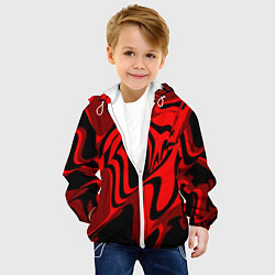 Куртка с капюшоном детская Черно-красное предупреждение, цвет: 3D-белый — фото 2