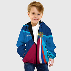 Куртка с капюшоном детская Герб и триколор России с геометрией, цвет: 3D-черный — фото 2