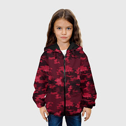 Куртка с капюшоном детская Красно-бордовый паттерн, цвет: 3D-черный — фото 2