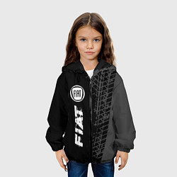 Куртка с капюшоном детская Fiat speed на темном фоне со следами шин по-вертик, цвет: 3D-черный — фото 2