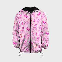 Куртка с капюшоном детская Паттерн - розовые граффити, цвет: 3D-черный