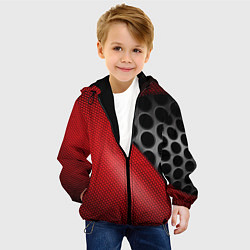Куртка с капюшоном детская Абстрактный фон карбон, цвет: 3D-черный — фото 2