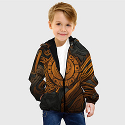 Куртка с капюшоном детская Узор в скандинавском фолк-арт стиле, цвет: 3D-черный — фото 2
