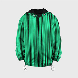 Куртка с капюшоном детская Абстракция полосы зелёные, цвет: 3D-черный