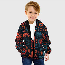 Куртка с капюшоном детская Абстрактный паттерн в славянской стилистике, цвет: 3D-черный — фото 2