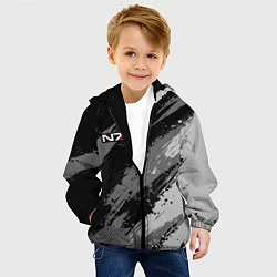 Куртка с капюшоном детская N7 - mass effect monochrome, цвет: 3D-черный — фото 2