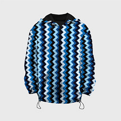 Куртка с капюшоном детская Ломаные полосы синий, цвет: 3D-черный
