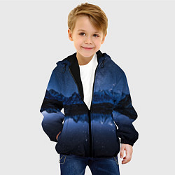 Куртка с капюшоном детская Галактическая зимняя ночь в горах, цвет: 3D-черный — фото 2