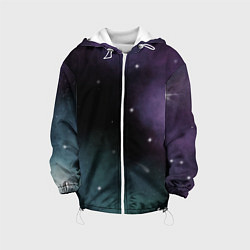 Куртка с капюшоном детская Космос и звезды на темном фоне, цвет: 3D-белый