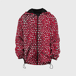 Куртка с капюшоном детская Белые пузырьки на красном фоне, цвет: 3D-черный
