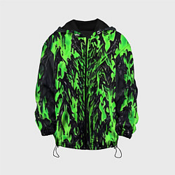 Куртка с капюшоном детская Демонический доспех зелёный, цвет: 3D-черный