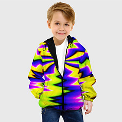 Куртка с капюшоном детская Неоновая фрактальная абстракция, цвет: 3D-черный — фото 2
