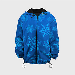 Куртка с капюшоном детская Голубые снежинки, цвет: 3D-черный