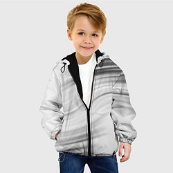 Куртка с капюшоном детская Бело-серый абстрактный узор дымчатый, цвет: 3D-черный — фото 2