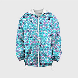 Куртка с капюшоном детская Мозаика розово-голубая, цвет: 3D-белый