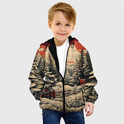 Куртка с капюшоном детская Блеск снежинок новогодний стиль, цвет: 3D-черный — фото 2