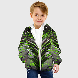 Куртка с капюшоном детская Киберпанк доспех зелёный, цвет: 3D-белый — фото 2