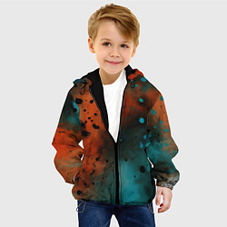Куртка с капюшоном детская Акварельные брызги в оранжевом, цвет: 3D-черный — фото 2
