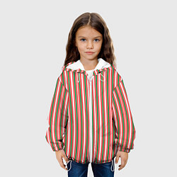 Куртка с капюшоном детская Полоса красная зеленая, цвет: 3D-белый — фото 2