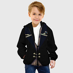 Куртка с капюшоном детская Фрак тёмный с цепочками и брошью, цвет: 3D-черный — фото 2