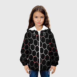 Куртка с капюшоном детская Шестиугольник пчелиный улей, цвет: 3D-белый — фото 2