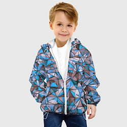 Куртка с капюшоном детская Маленькие синие треугольники, цвет: 3D-белый — фото 2