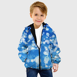 Куртка с капюшоном детская Декоративные снежинки на синем, цвет: 3D-черный — фото 2