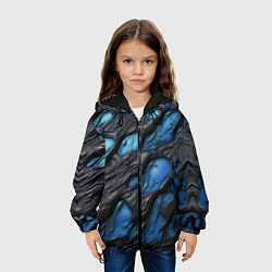 Куртка с капюшоном детская Синяя текучая субстанция, цвет: 3D-черный — фото 2