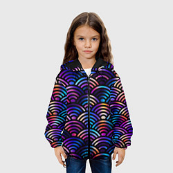 Куртка с капюшоном детская Разноцветные волны-чешуйки, цвет: 3D-черный — фото 2