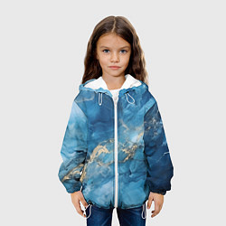 Куртка с капюшоном детская Синий мрамор, цвет: 3D-белый — фото 2