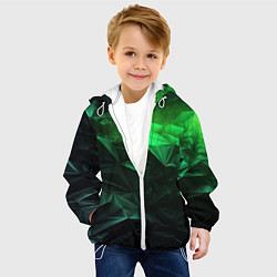 Куртка с капюшоном детская Глубина зеленого абстракции, цвет: 3D-белый — фото 2