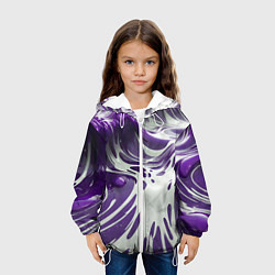 Куртка с капюшоном детская Бело-фиолетовая краска, цвет: 3D-белый — фото 2