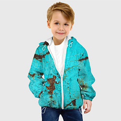 Куртка с капюшоном детская Текстура бирюзового металла со ржавчиной, цвет: 3D-белый — фото 2